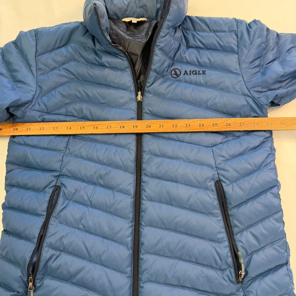 Aigle Mens Blue Quilted‎ Puffer Jacket Full Zip Insulated Size M